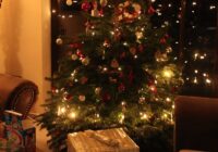 a decorated christmas tree in a living room